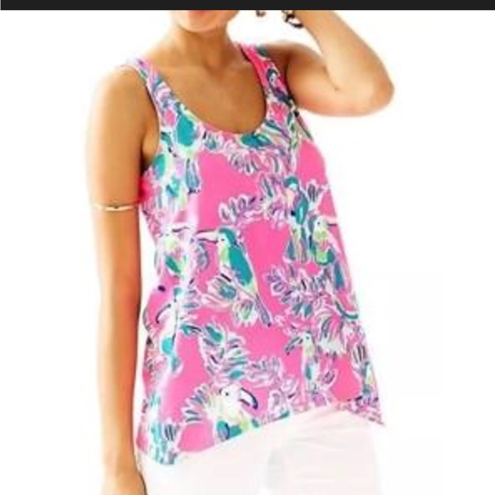 Lilly Pulitzer Monterey Racerback Tank Toucan Tango Pink Extra Small